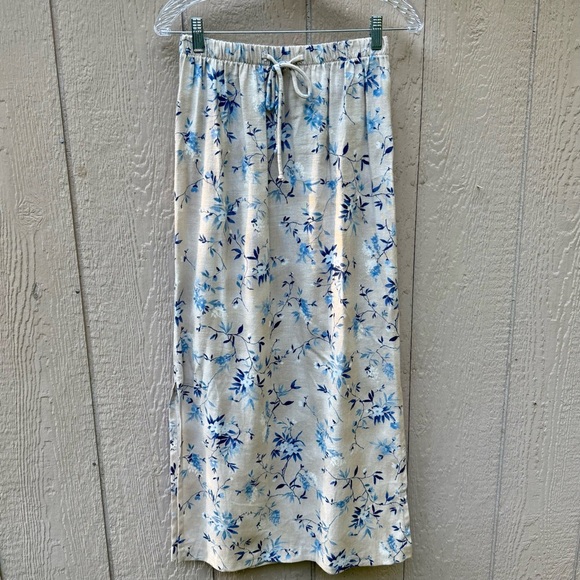 AGB Byer California Women's Beige Floral Linen Rayon Maxi Skirt Cottagecore M - Picture 1 of 7